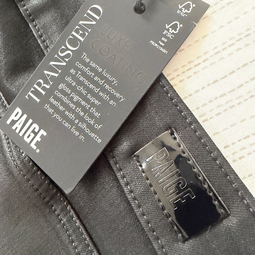 PAIGE Cindy Jeans High Rise Transcend Black Fog Luxe Coating Sz 30 Goth Core - Picture 11 of 16